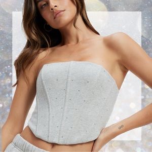 Good American Diamond Fleece Corset Top in Grey size M NWOT!